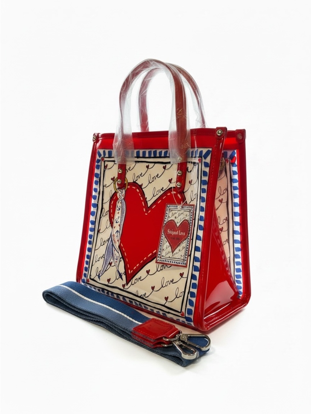 Brighton Vinyl Red Heart-Print Clear Tote Bag - Women - Picture 2 of 4